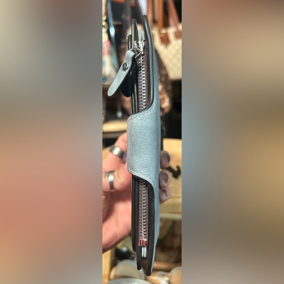 Baellerry Genuine Cowhide Suede Cornflower Blue Bifold Wallet NWOT! - Picture 3 of 10